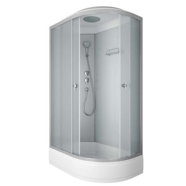 Душевая кабина с крышей Niagara Eco NG-3324-14L асимметричная  120x80 стекла матовые, профиль матовый хром