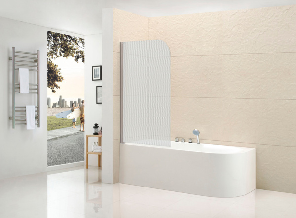 Шторка для ванны распашная  Cezares Eco ECO-O-V-1-80/140-P-Cr-L 81.5 см, стекла рифленые, профиль хром