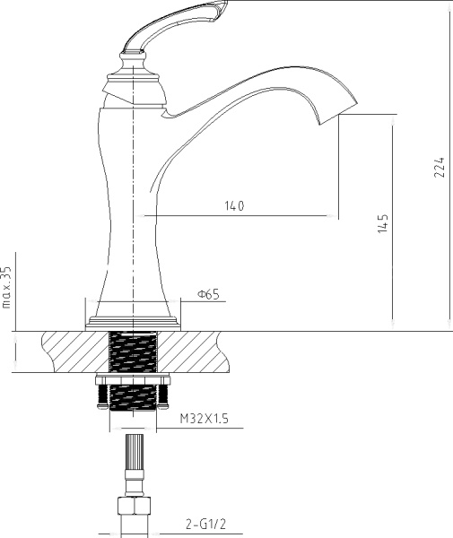 Смеситель для раковины Timo Unari 7501/04F черный/золото