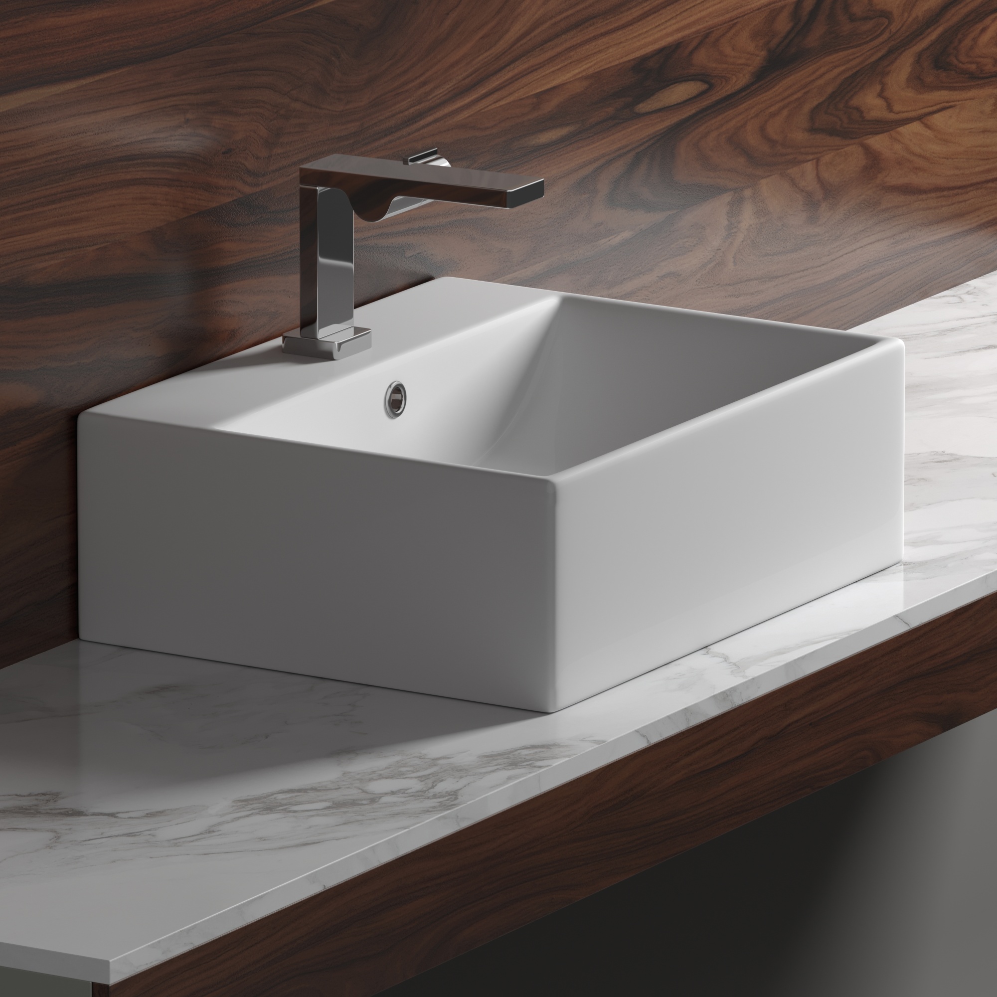 Раковина накладная прямоугольная Ceramica Nova Element CN6040 фарфор цвет белый