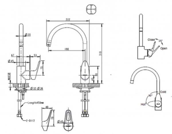 Смеситель для кухни Bravat Drop-D F748162C-2 без подключения к фильтру хром