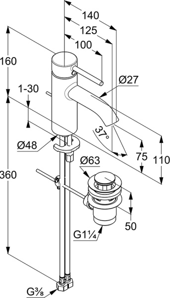 Смеситель для раковины Kludi Bozz 382630576 хром