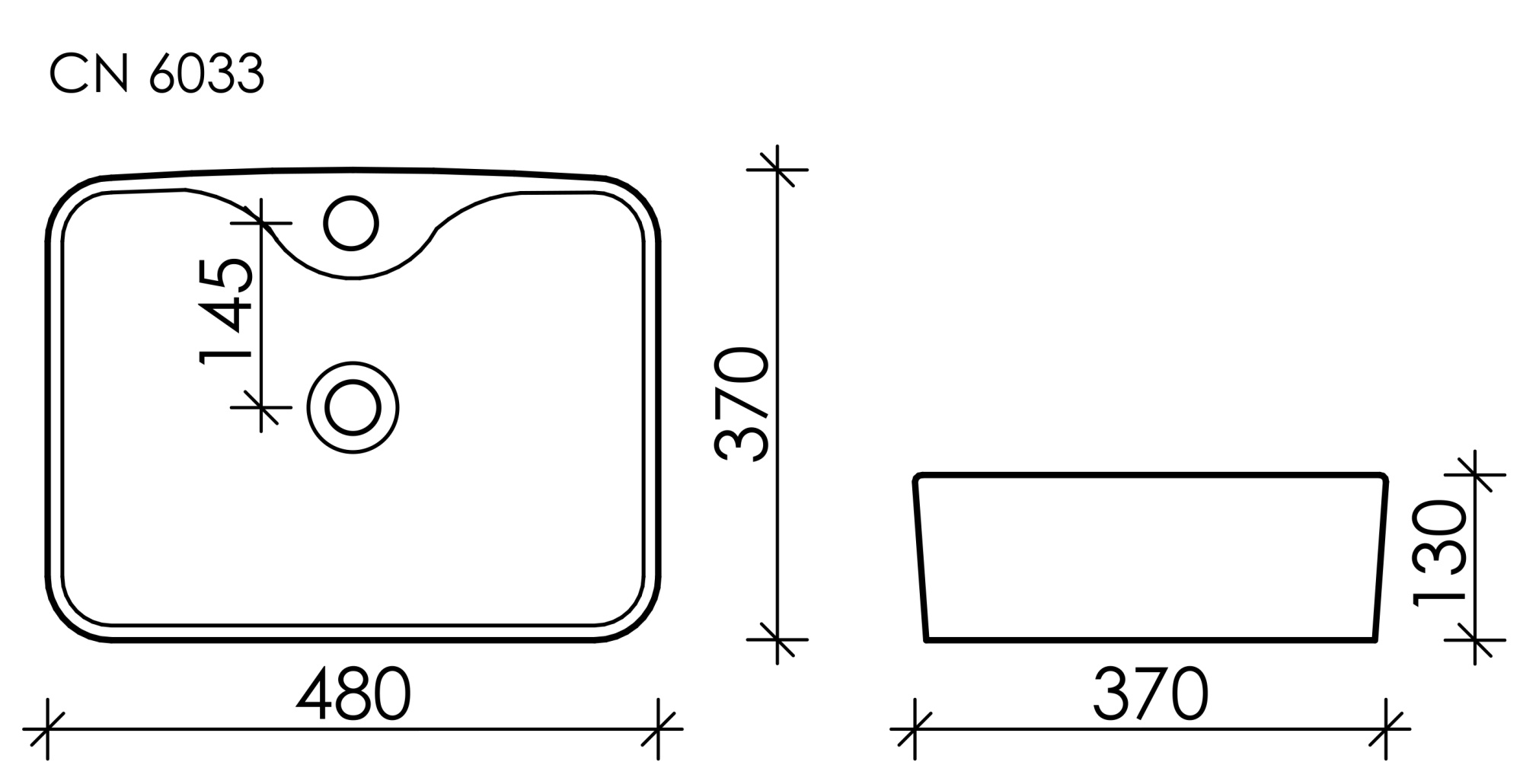 Раковина накладная прямоугольная Ceramica Nova Element CN6033 фарфор цвет белый