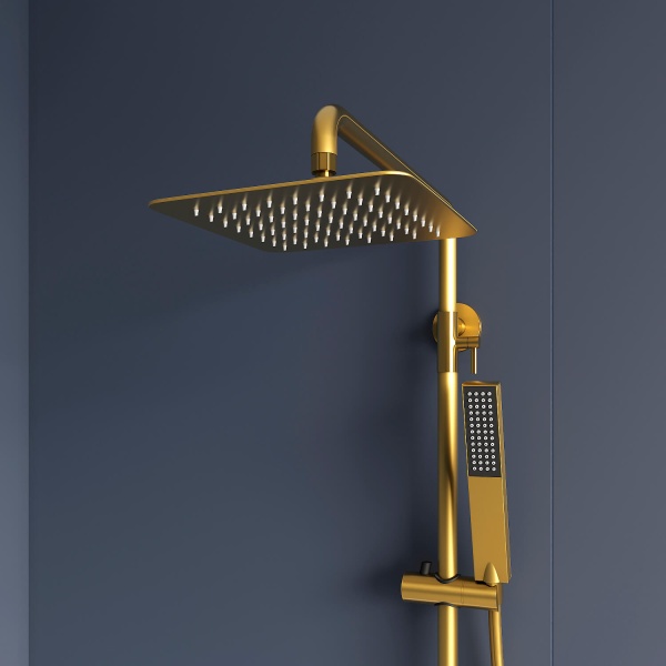Душевая система со смесителем RGW Shower Panels 51140134-06 монтаж настенная с термостатом золото