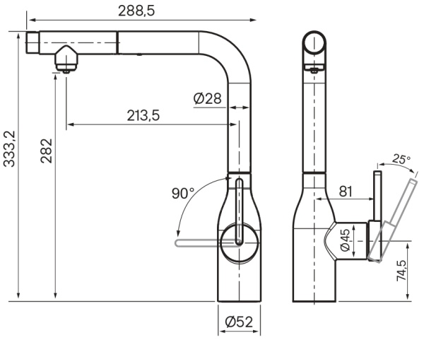 Смеситель для кухни Paulmark Viper Vi213105-B с подключением к фильтру беретта