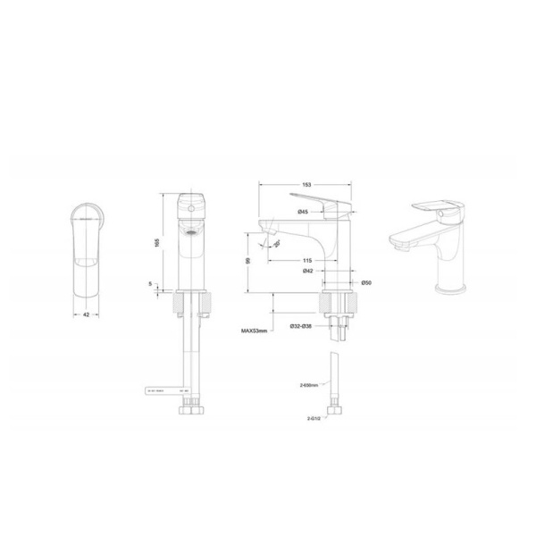 Смеситель для раковины Bravat Rhein F1429564BW-9-ENG черный