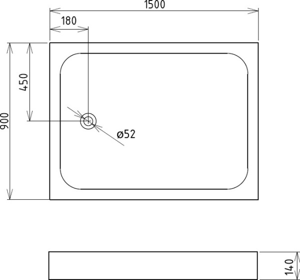 Душевой поддон низкий Gemy  ST16D прямоугольный акрил 150x90 белый