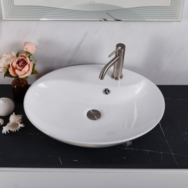 Раковина накладная овальная BelBagno  BB1370 фаянс цвет белый
