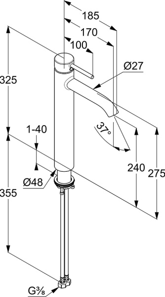 Смеситель для раковины Kludi Bozz 382863976 черный