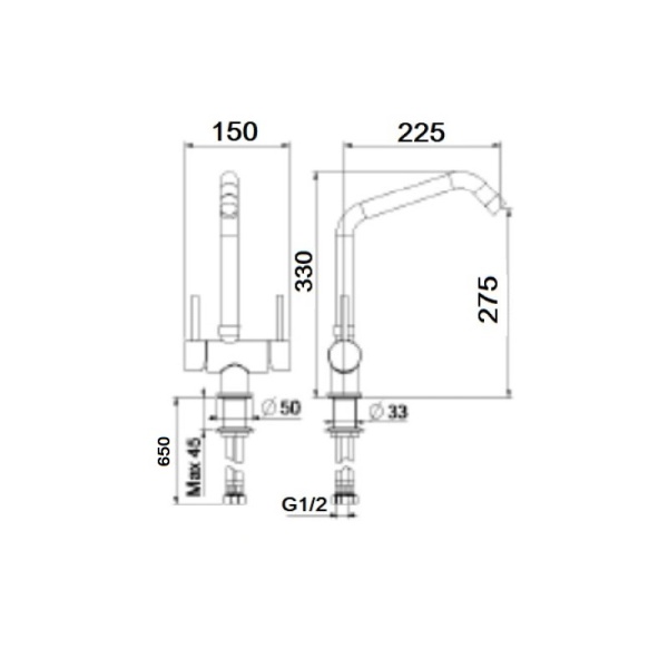Смеситель для кухни Webert Ibiza IB920802015 с подключением к фильтру хром