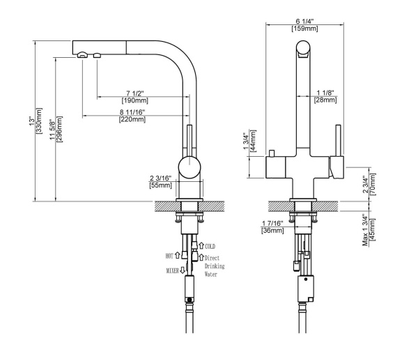 Смеситель для кухни Timo Saona 2356/00FL с подключением к фильтру хром