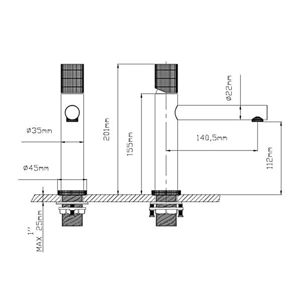 Смеситель для раковины Vincea Groove VBF-4G1GM вороненая сталь
