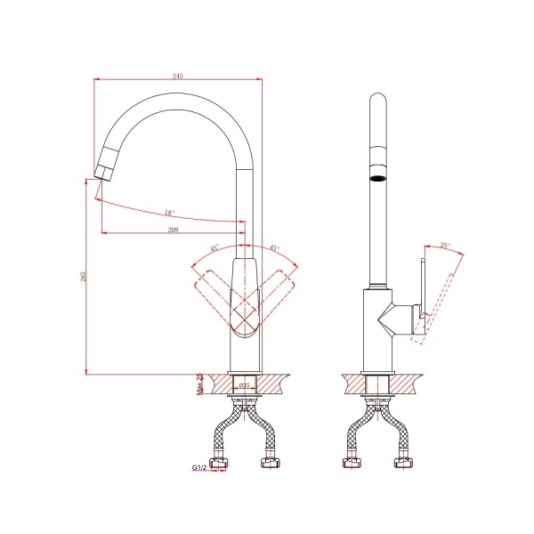 Смеситель для кухни D&K Bayern.Furth DA1522401 без подключения к фильтру хром