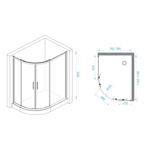 Душевой угол RGW Passage PA-61 41086182-11 ассиметричный 120x80 стекла прозрачные, профиль хром