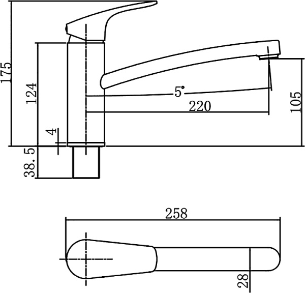 Смеситель для кухни Aquanet Static AF330-40C без подключения к фильтру хром