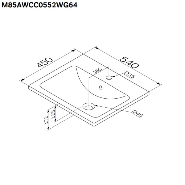 Раковина мебельная прямоугольная Am.Pm X-Joy M85AWCC0552WG64 фарфор цвет белый