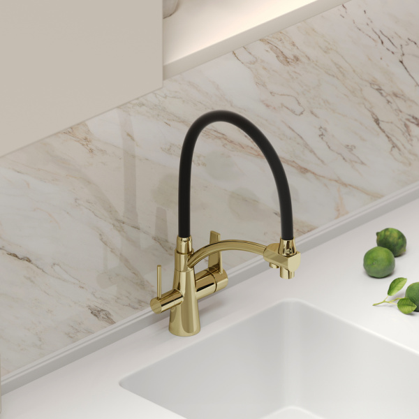 Смеситель для кухни Sancos Eri SC4001ZG с подключением к фильтру полированное золото