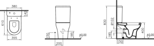 Унитаз напольный VitrA Zentrum 9824B003-7207 