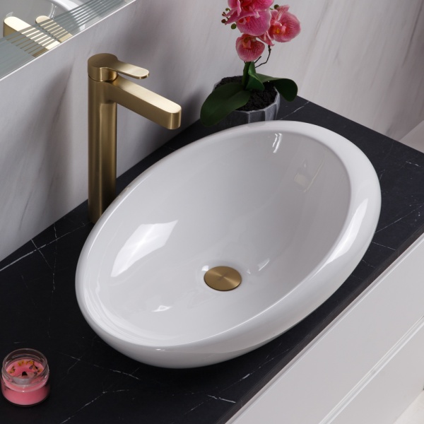 Раковина накладная овальная BelBagno  BB1396 фаянс цвет белый