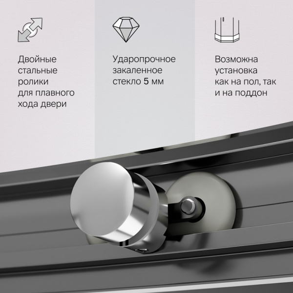 Душевой угол Am.Pm Like W83G-333-095CT четверть круга 95x95 стекла прозрачные, профиль хром