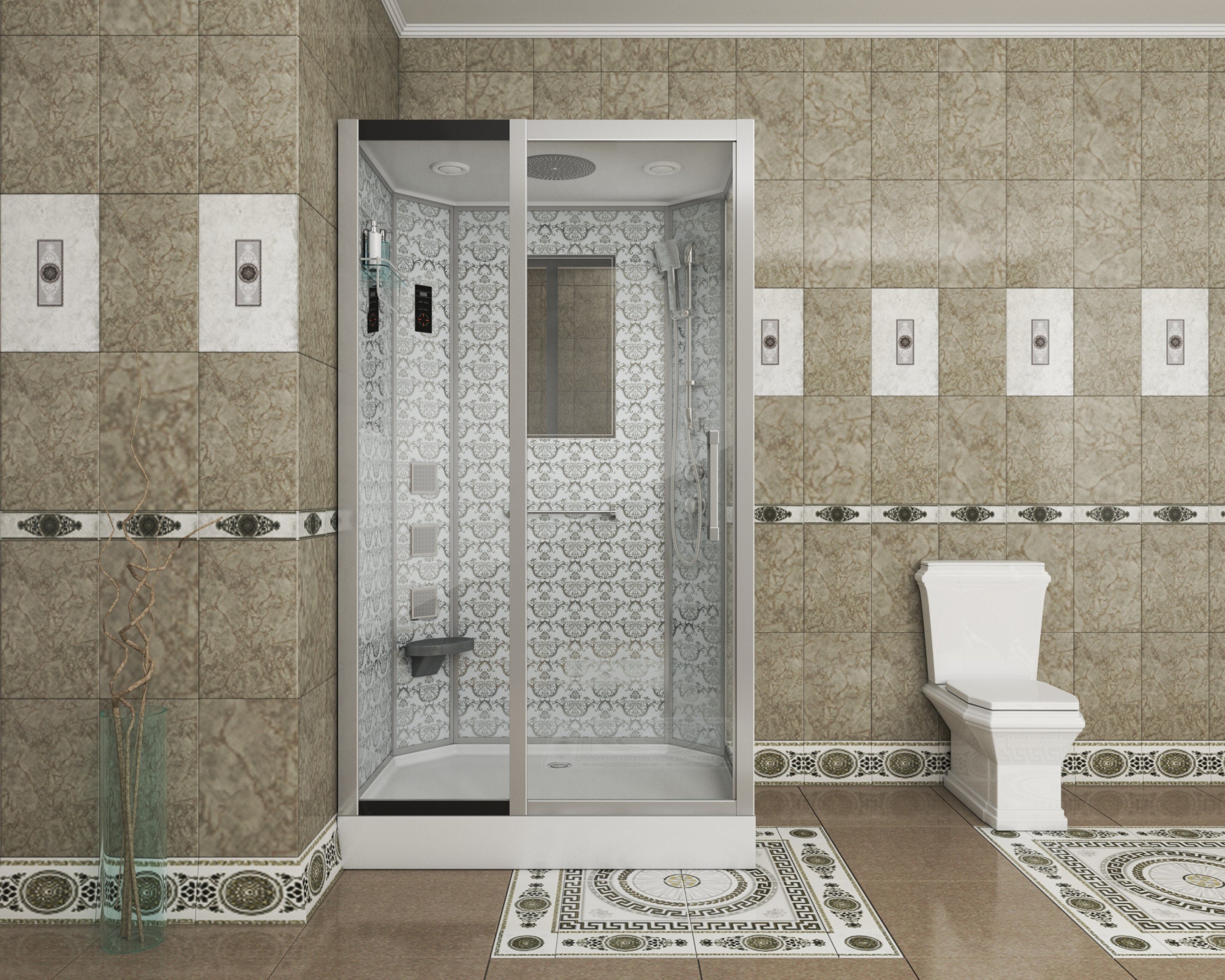Душевая кабина с крышей Niagara Luxe 7711WL прямоугольная   стекла , профиль хром