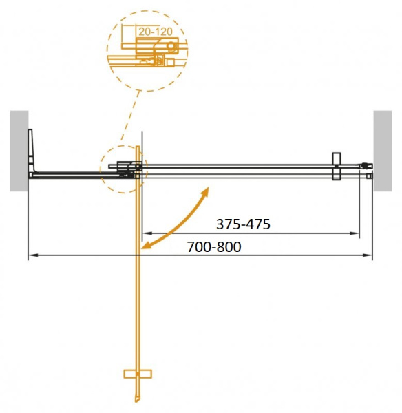 Душевая дверь распашная Cezares Slider SLIDER-B-1-70/80-BR-Cr 70-80 см стекла бронза профиль хром
