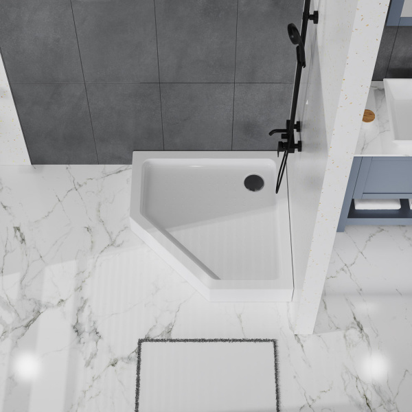 Душевой поддон низкий BelBagno  TRAY-BB-P-90-15-W пятиугольный акрил 90x90 белый