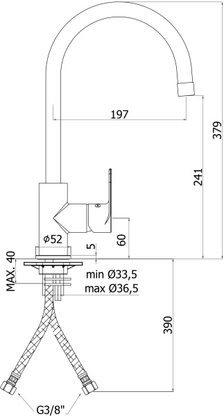 Смеситель для кухни Paffoni Lime LM180CR без подключения к фильтру 