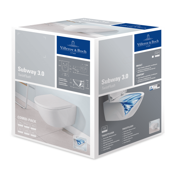 Унитаз подвесной Villeroy &amp; Boch Subway 3.0 4670TS01 Tornado фарфор белый