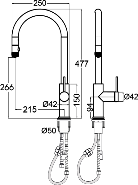 Смеситель для кухни Paulmark Galant Ga213077-GM с подключением к фильтру вороненая сталь