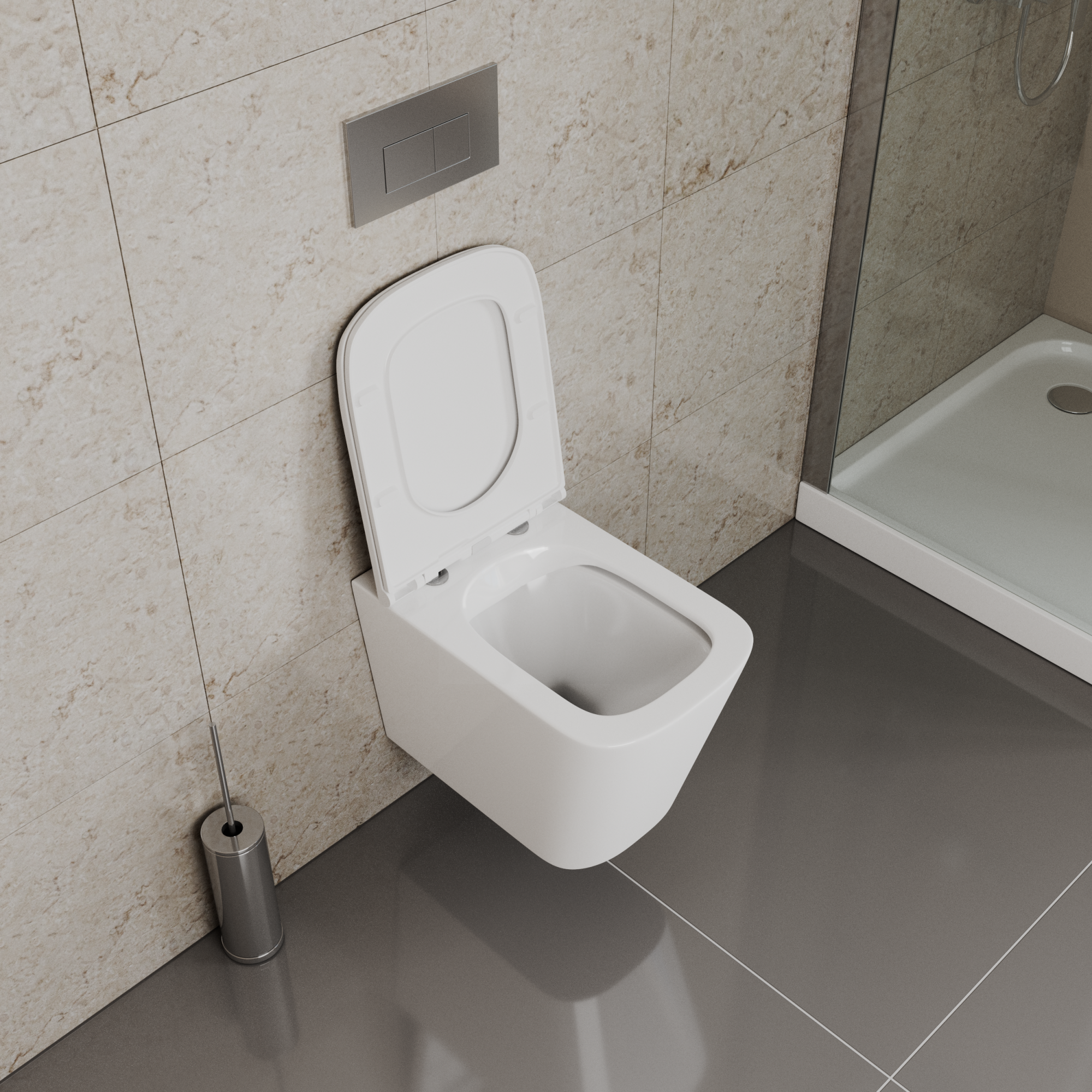 Унитаз подвесной D&amp;K Quadro DT1516016 Rimless фарфор белый