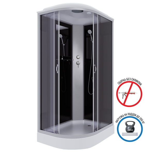 Душевая кабина с крышей Niagara Classic NG-3512-14R асимметричная  120x80 стекла тонированные, профиль матовый хром