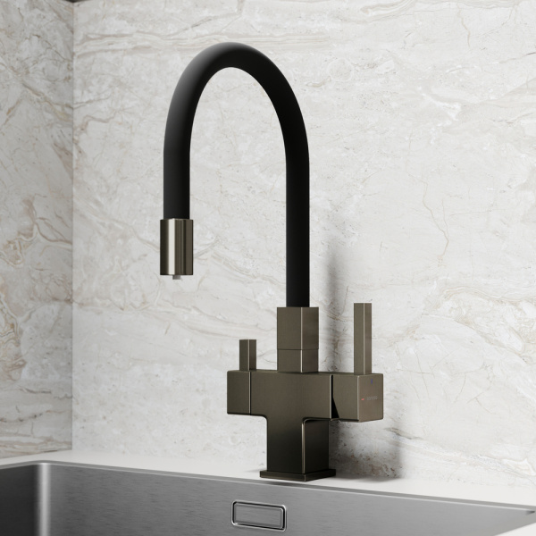 Смеситель для кухни Sancos Arno SC4005GG с подключением к фильтру вороненая сталь/черный