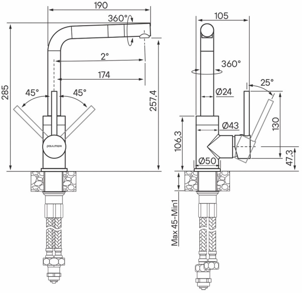Смеситель для кухни Paulmark Honner Ho212018-431TW без подключения к фильтру белый матовый