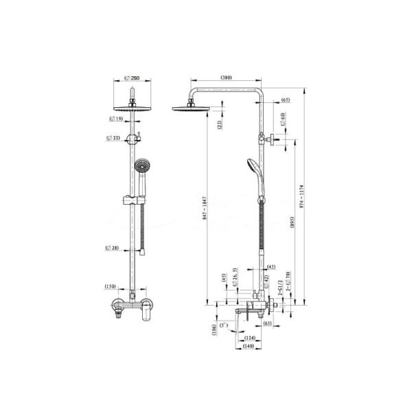 Душевая система со смесителем Bravat Opal F6125183CP-A3-RUS монтаж настенная без термостата хром
