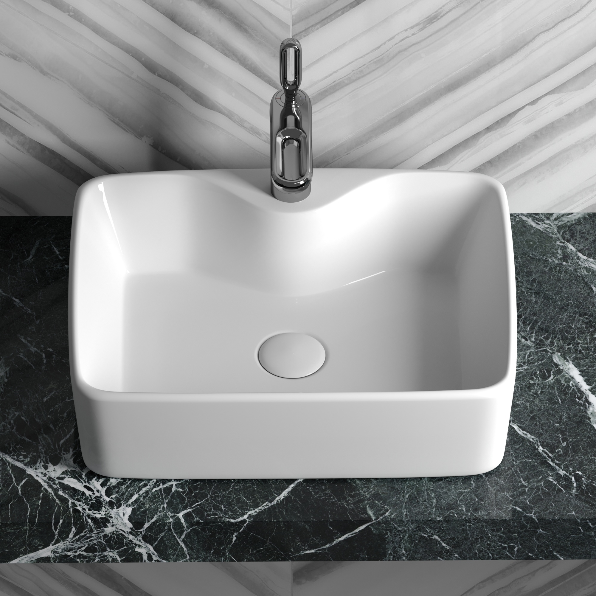 Раковина накладная прямоугольная Ceramica Nova Element CN6033 фарфор цвет белый