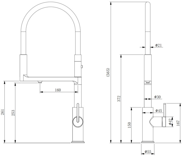 Смеситель для кухни Paulmark Tornado To213402-CR с подключением к фильтру хром