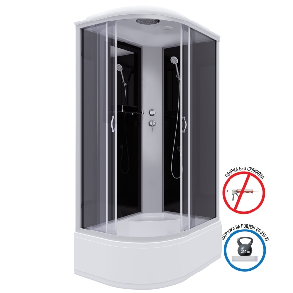 Душевая кабина с крышей Niagara Classic NG-2510-14R асимметричная  120x80 стекла тонированные, профиль матовый хром