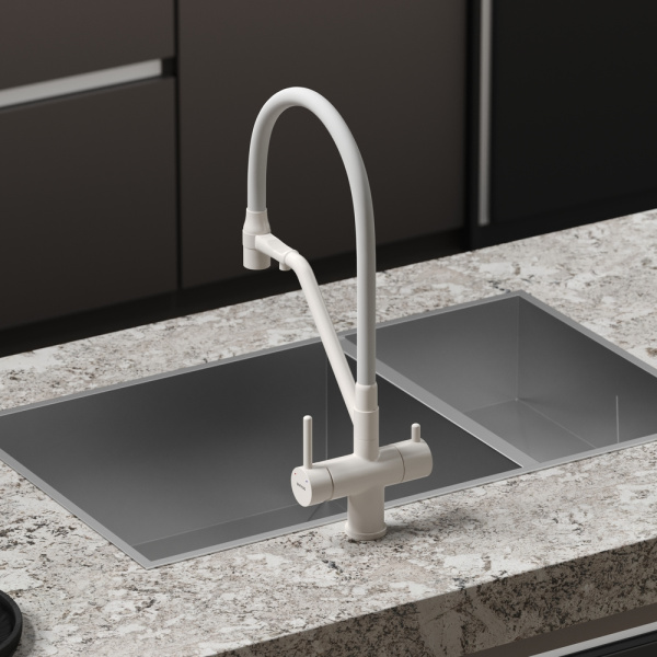 Смеситель для кухни Sancos Dora SC4003MW с подключением к фильтру матовый белый