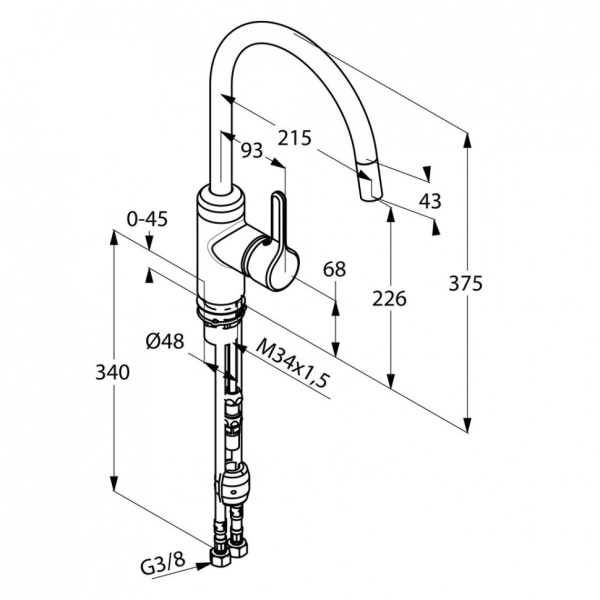 Смеситель для кухни Kludi Bingo star 428570578 без подключения к фильтру хром