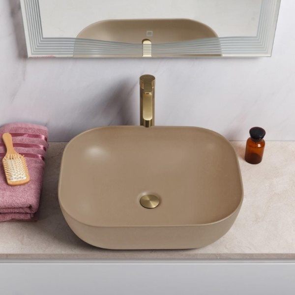 Раковина накладная прямоугольная BelBagno  BB1302-H316 фаянс цвет бежевый матовый