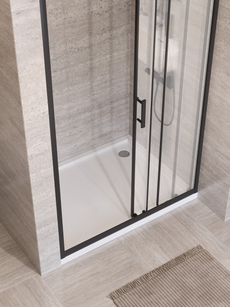 Душевая дверь BelBagno Uno UNO-195-BF-3-90-P-NERO 90 см стекла рифленые, профиль черный матовый
