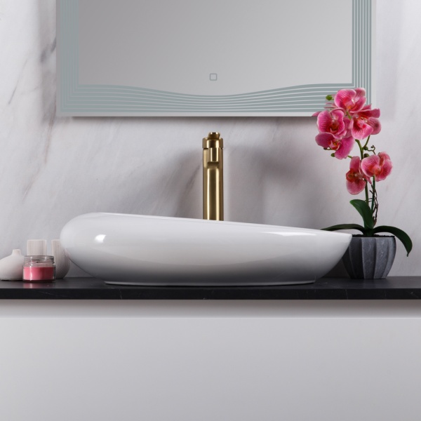 Раковина накладная овальная BelBagno  BB1396 фаянс цвет белый