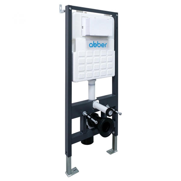 Комплект инсталляции с подвесным унитазом Abber  AC1100MB-AC0105-AC0121MB крышка-сиденье в комплекте быстросъемное с микролифтом, клавиша смыва в комплекте черная матовая