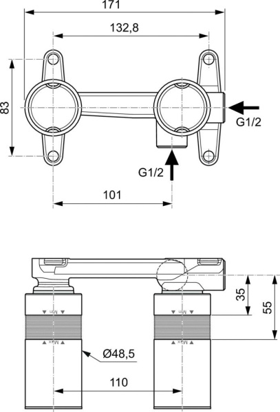 Встраиваемая часть смесителя Ideal Standard Built-in A1313NU  