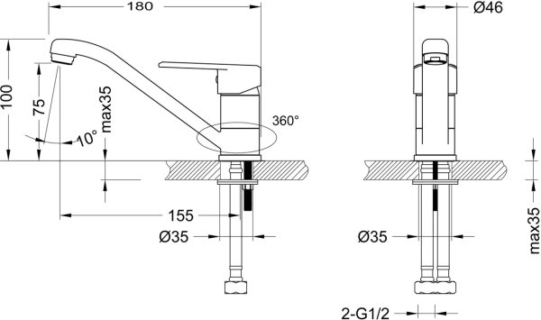 Смеситель для раковины Lemark Point LM0307C хром