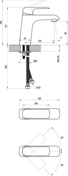 Смеситель для раковины Ravak Flat X070173 черный матовый