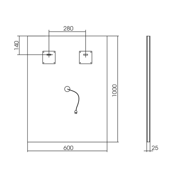 Зеркало для ванной комнаты Vincea  VLM-2L600 60x80 с подсветкой
