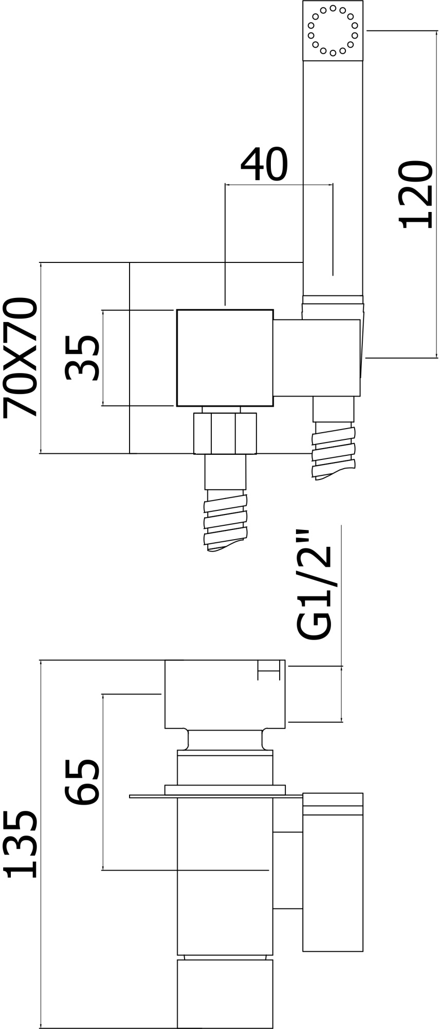 Гигиенический душ Paffoni Tweet Square ZDUP112CR встраиваемый в стену 