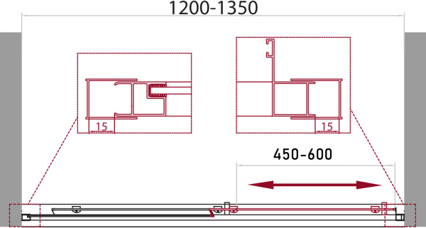 Душевой угол BelBagno Unique UNIQUE-AH-1-120/135-100-C-Cr прямоугольный 120/135х100 стекла прозрачные, профиль хром